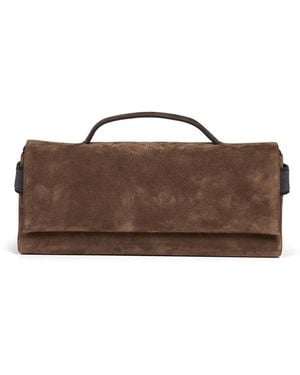 Brunello Cucinelli Caramel Clutch Essence Top-Handle Bag - Brown