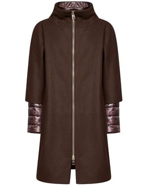 Herno Dark Chocolate Ecowool And Ultralight Nylon Coat - Brown