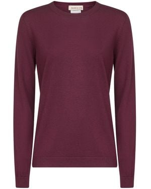 Blanca Vita Burgundy Lightweight Virgin Wool Crewneck Jumper - Purple