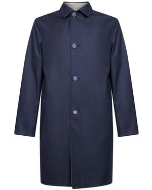 D 40 Two-Tone Reversible Single-Breasted Coat - Blue