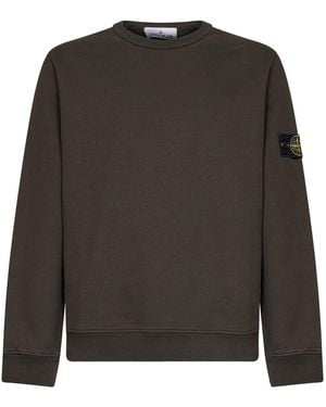Stone Island Coal Organic Stretch Cotton Crewneck Sweatshirt - Brown