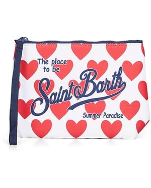 MC2 Saint Barth And Aline Heart-Print Clutch Bag - Red