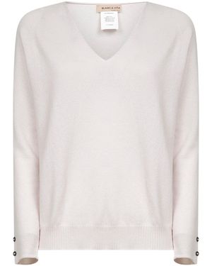 Blanca Vita Knit V-Neck Jumper - White