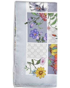 Gucci Light Printed Silk Twill Scarf - Gray