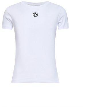 Marine Serre Ribbed Jersey Moon Logo T-Shirt<Br - White