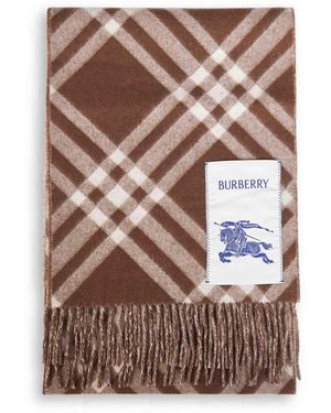 Burberry Cashmere Check Scarf<Br - Brown