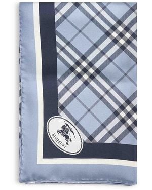 Burberry Bank Check Silk Twill Scarf - Blue