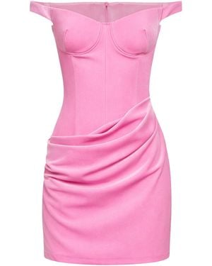 Alex Perry Peony Velvet Draped Off-The-Shoulder Mini Dress - Pink