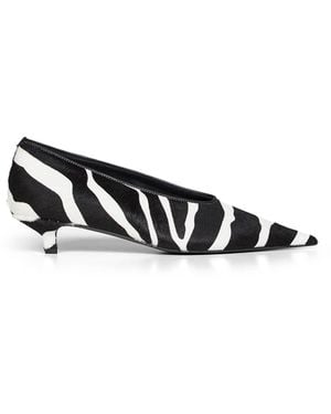 TOTEME Zebra-Print Pony Hair Sharp Kitten-Heel Court Shoes - White