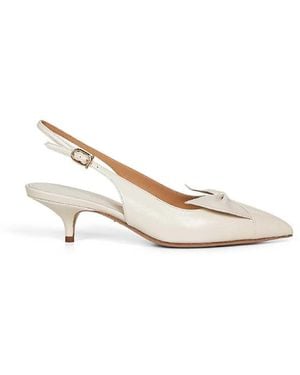 Ferragamo Ivory Nappa Leather Bow Slingback Court Shoes - White