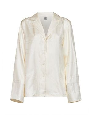 TOTEME Cream Monogram Silk Pj Shirt - White