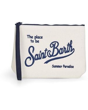 MC2 Saint Barth Ivory Aline Embroidered Clutch Bag - White
