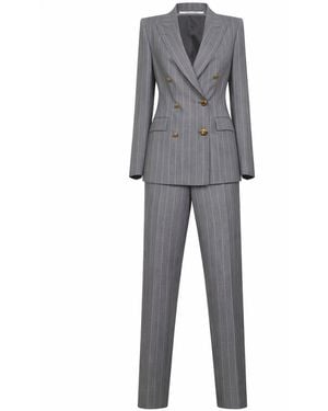 Tagliatore Pinstriped Virgin Wool And Silk Double-Breasted Suit - Grey