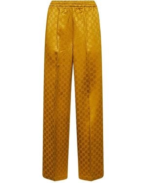 Gucci Gg Viscose Trousers - Yellow