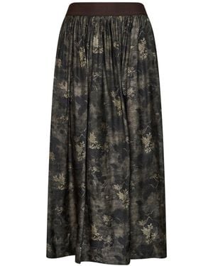 Uma Wang And Floral Moulay Gillian Midi Skirt - Black