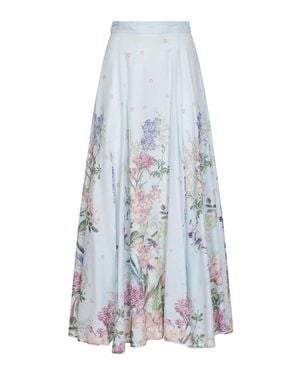 Charo Ruiz Light Printed Cotton Blend Ventine Long Skirt - Blue