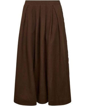 Uma Wang Frontera Canvas Gomes Pleated Midi Skirt - Brown