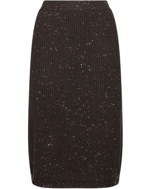 Bottega Veneta Fondant English Rib Knit Wool Midi Skirt - Black