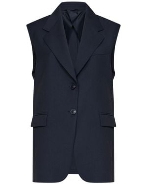 Max Mara Chintz Wool Mstquasar Sleeveless Jacket - Blue