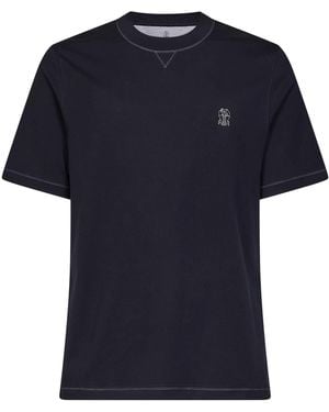 Brunello Cucinelli Solomeo Crest Crewneck T-Shirt - Blue