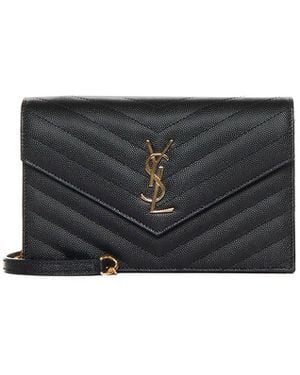 Saint Laurent Pochette Envelope Con Catena Cassandre Classica Nera - Bianco