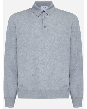 D4.0 Grey Virgin Wool, Viscose And Cashmere Polo Shirt - Blue