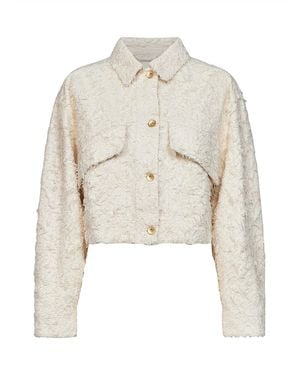 Brunello Cucinelli Ivory Dyed Fuzzy Denim Jacket With Monili - White