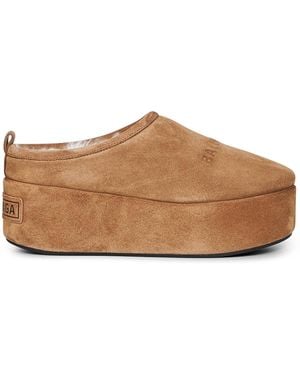 Balenciaga Camel Alaska Soft Platform Mules - Brown