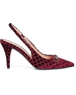 Gucci Burgundy Slingback Pumps With Horsebit - Red