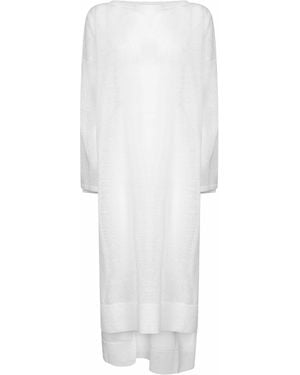 Alaïa Silk And Linen Knit Kaftan Dress - White
