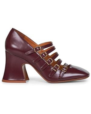 Chloé Chloã Burnt Shiny Calf Leather Janis Court Shoes - Purple