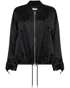 Co. Silk Charmeuse Sports Bomber Jacket - Black