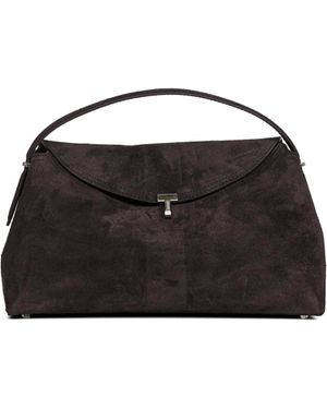 TOTEME Borsa A Mano T-Lock Suede Top Handle Espresso - Nero
