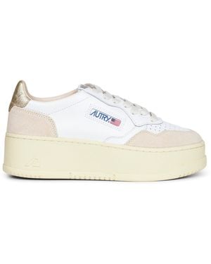 Autry Leather And Suede Medalist Platform Trainers - White