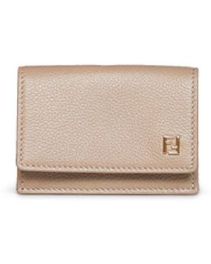 Fendi Dove Full-Grain Leather Ff Credit Card Holder - White