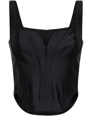 Self-Portrait Taffeta Corset Top - Black