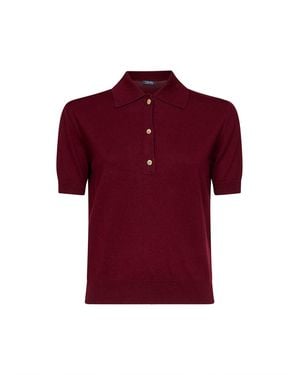 Max Mara Burgundy Knit Smmpomposa Polo Shirt - Red