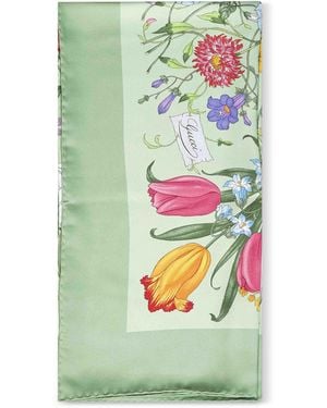 Gucci Printed Silk Twill Scarf - Green