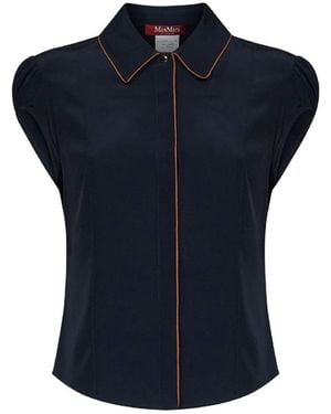 Max Mara Crêpe De Chine Mstskipper Shirt - Blue