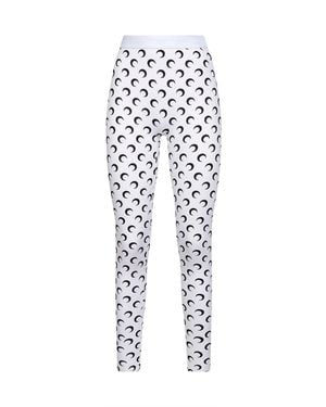 Marine Serre Optical Moon Print Recycled Jersey Leggings - White