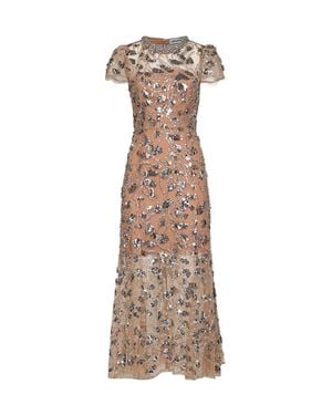 Self-Portrait Self Portrait Sequin-Embellished Tulle Midi Dress - Natural