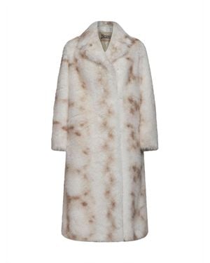 Herno Ivory Long-Pile Lynx-Effect Faux Fur Coat - Gray