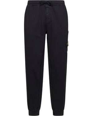 Stone Island Organic Cotton Fleece Cargo Joggers - Blue