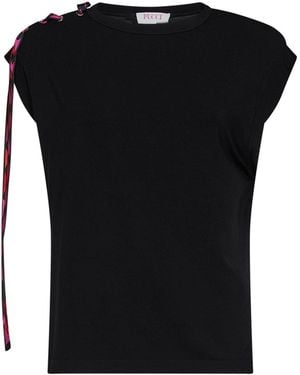 PUCCI Stretch Jersey Tank Top With Printed Tape - Black