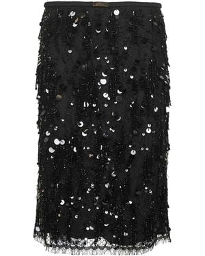 Gucci Lace Embroidered Sequin Midi Skirt - Black