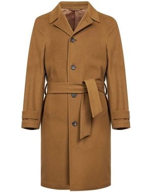 D 40 Camel Wool And Cashmere Boston Coat - Brown