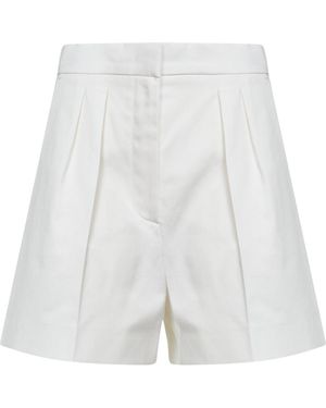 Max Mara Stretch Cotton Satin Mxmtabacco Shorts - White