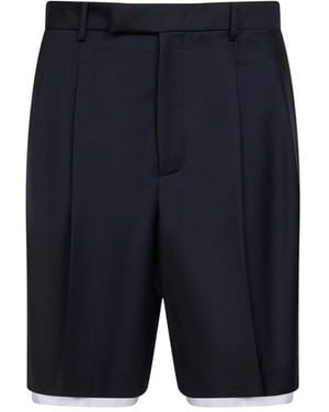 Jil Sander Wool Canvas Double-Layer Shorts - Blue