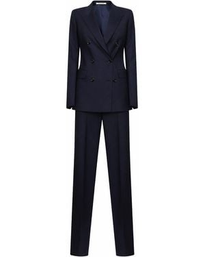 Tagliatore Stretch Virgin Wool Double-Breasted Suit - Blue