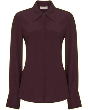 Blanca Vita Burgundy Silk Blend Creta Shirt - Purple